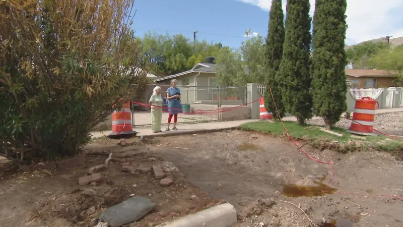 Central El Paso water line damage blocks 82-year-old's driveway for over a month