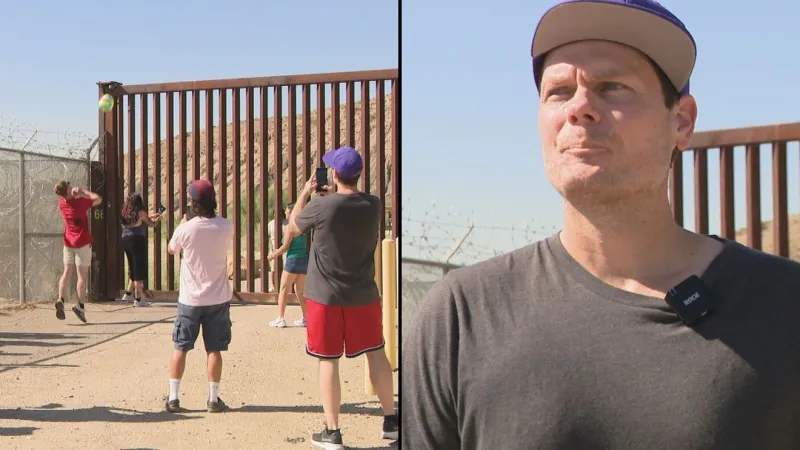 Viral comedian 'Skweezy Jibbs' turns border wall into a volleyball net for fans in El Paso