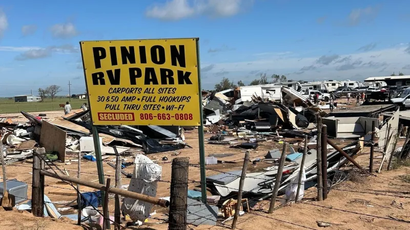 Pinion RV Park residents in Wheeler begin massive cleanup after storm destroys homes