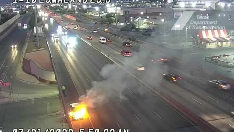Fire crews respond to vehicle blaze on eastbound I-10 at Lomaland