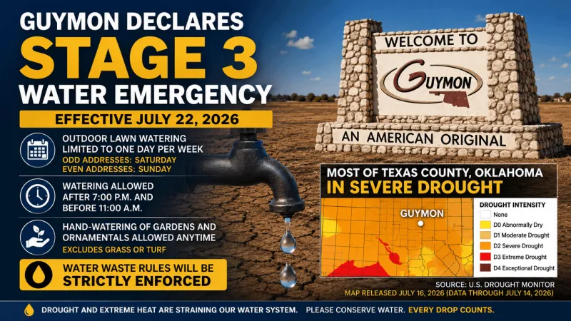 Guymon declares Stage 3 water emergency as demand reaches 95% of capacity