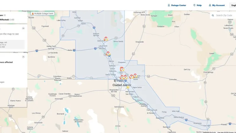 El Paso Electric reports multiple outage event, leaving over 6,000 customers without power