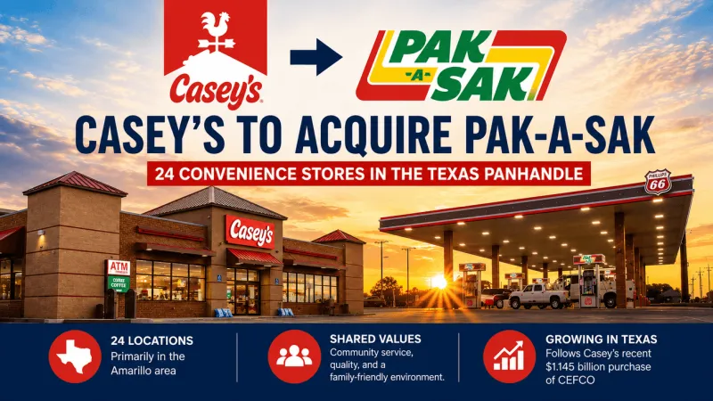 Casey's agrees to acquire 24 Pak-A-Sak stores in Texas Panhandle