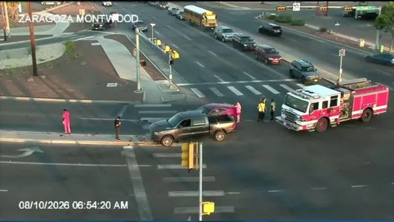 Two-vehicle crash shuts southbound lanes at Montwood and Zaragoza just before 7 a.m.