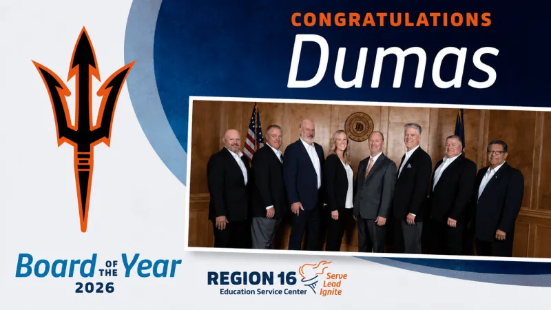 Dumas ISD Board of Trustees named Region 16's 2026 Outstanding School Board