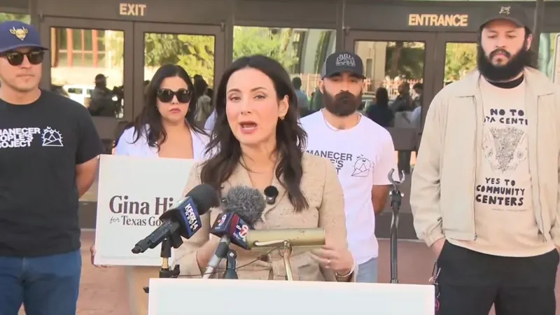 Gubernatorial nominee Gina Hinojosa holds press conference on Texas data centers