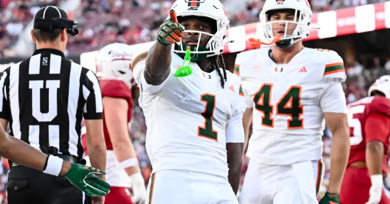 Mensah throws 5 TD passes, Toney sets record in No. 7 Miami's 45-6 win over Stanford