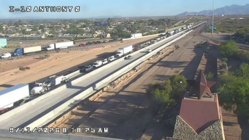 Left lane blocked after collision on I-10 eastbound at Travel Information Center