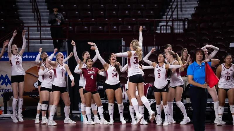 Aggies Rally Past Sam Houston for Five Set Victory