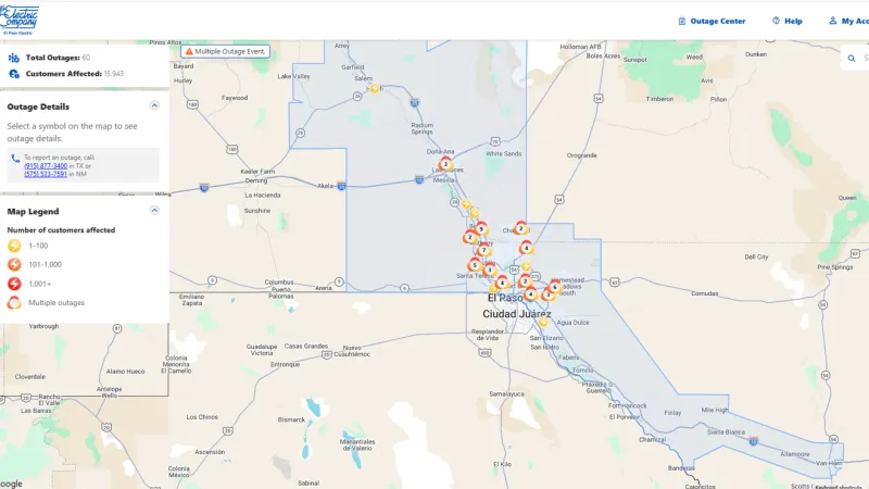 Nearly 16,000 El Paso Electric customers lose power amid strong winds