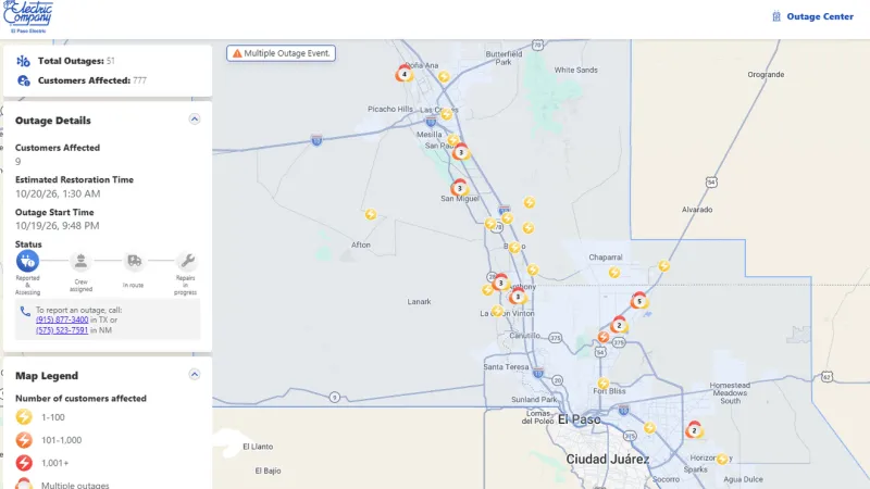 Hundreds of El Paso Electric customers without power amid rainstorms