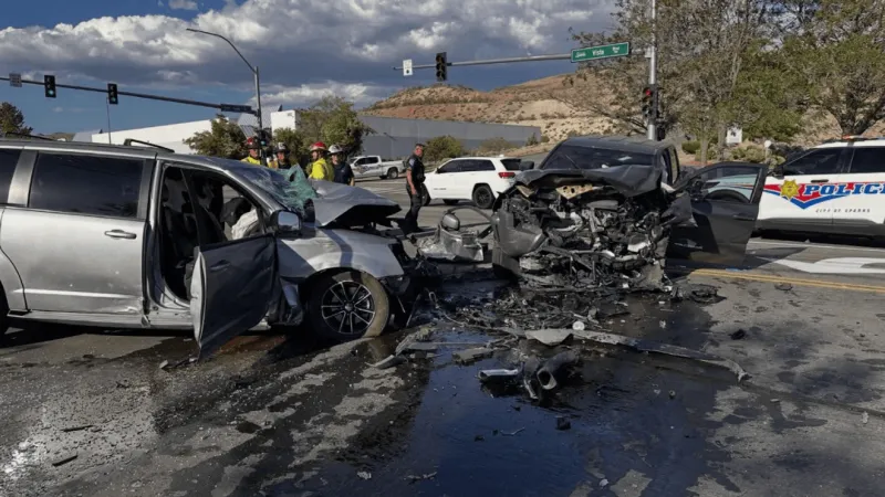 Sparks firefighters free victims in two crashes; all hospitalized with moderate injuries