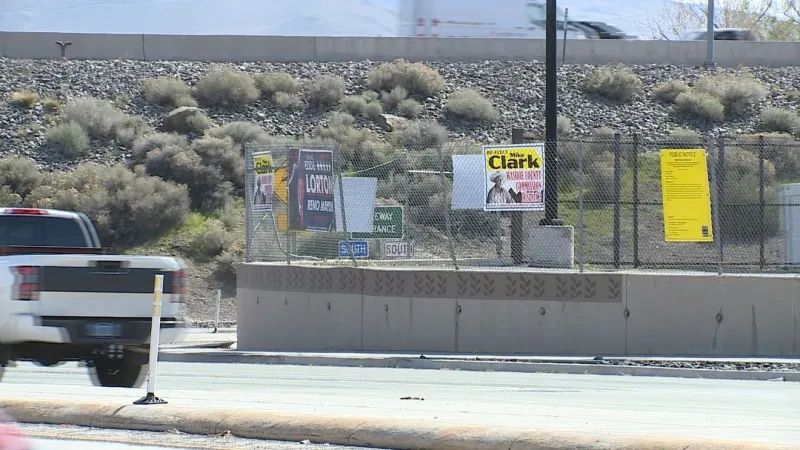 Nevada law bans political signs within state highway rights of way, officials warn