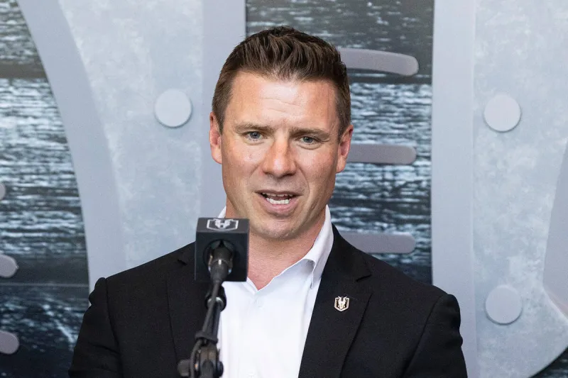New Golden Knights coach Ryan Craig speaks to the media