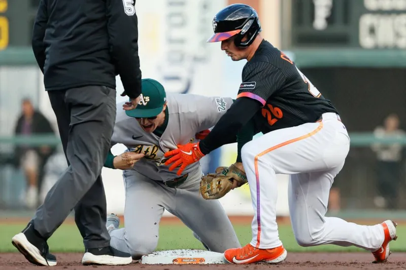 Athletics' Zack Gelof loses hit streak at 24 games after getting spiked on his right hand