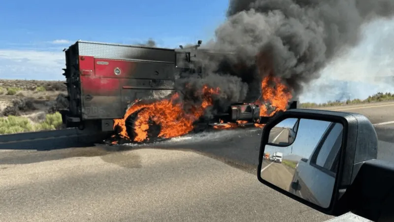 Officials say burned vehicle near I-80 mile marker 328 belonged to visiting fire crew