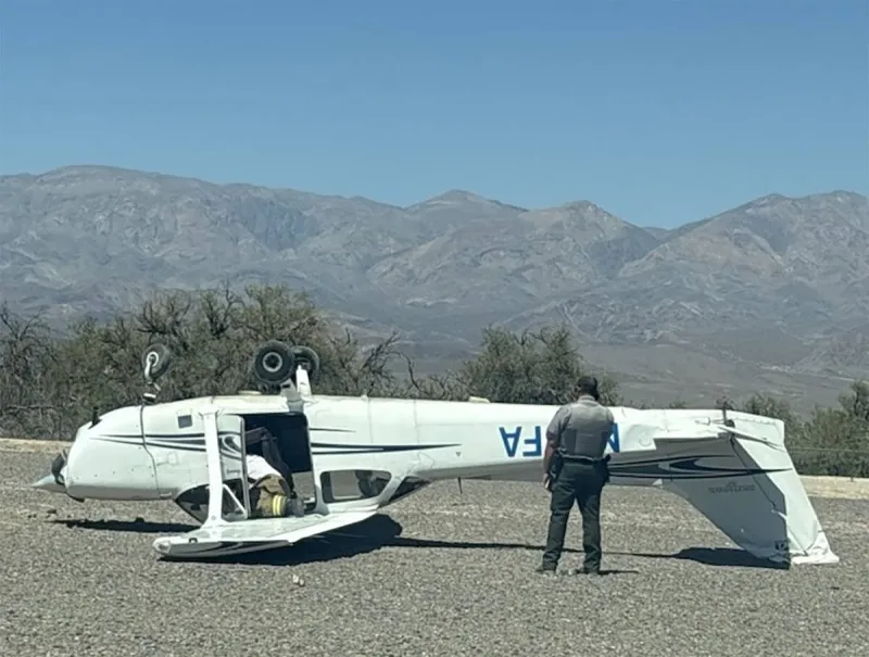 Small plane overturns in Death Valley airport crash