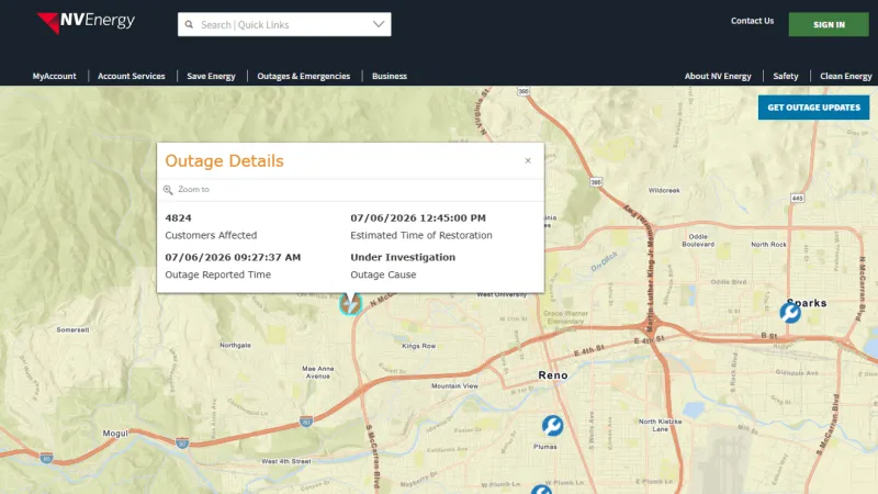 Nearly 5,000 people without power in Northwest Reno