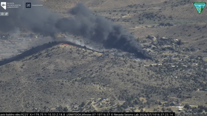 Fire burning near Topaz Ranch Estates, allegedly started as structure fire