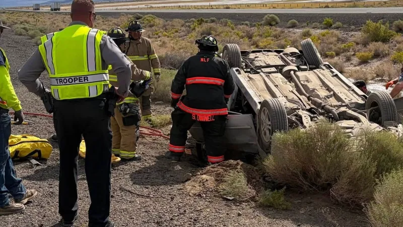 Driver flown to Reno hospital after rollover crash on I-80 in Lyon County