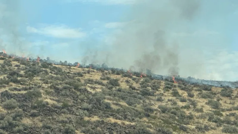 Brush fire sends smoke up in South Reno near Double R Boulevard