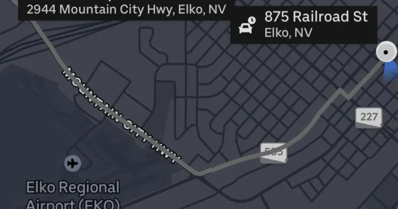 Elko has 2 registered Uber drivers, no local taxi services