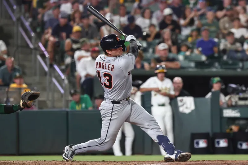 Dillon Dingler's grand slam helps the Tigers beat A's 13-1 in Max Clark's debut
