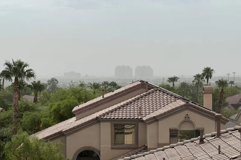 Hazy conditions across Clark County due to dust, wildfire