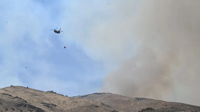 Stallion Fire sparks near Pyramid Lake, east of the Bug and Fred Mountain fires