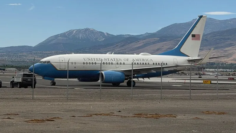 U.S. government official plane lands at the Reno-Tahoe International Airport
