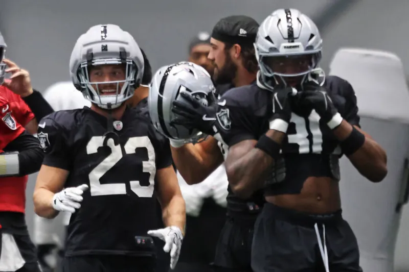 Rookie handles running-back reps with Ashton Jeanty out of Raiders practice