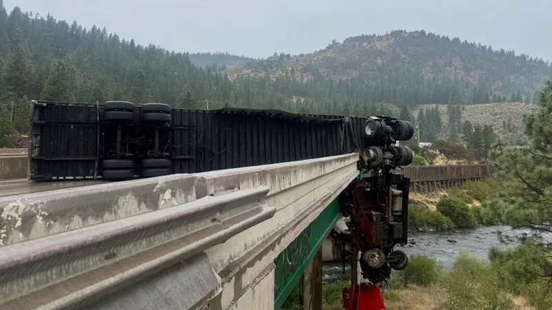 I-80 eastbound traffic turned around at Hirschdale after big rig crash near Floriston
