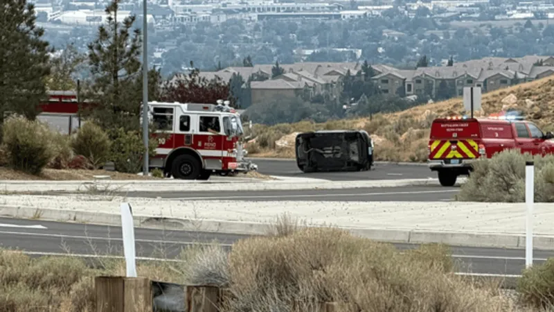 Raggio Parkway closed after vehicle rolls onto its side in Reno crash