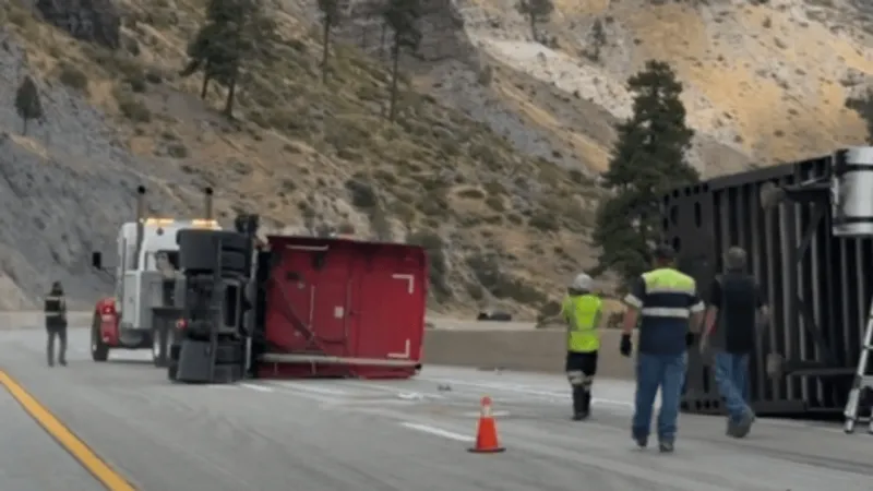 Big-rig crash backs up I-80 east; heavy traffic from Floriston to Boca