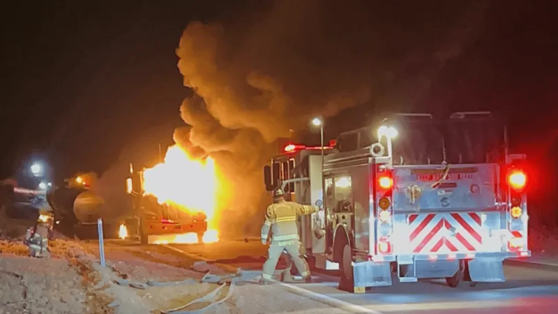 8th semi-truck catches fire on steep Death Valley road in three years