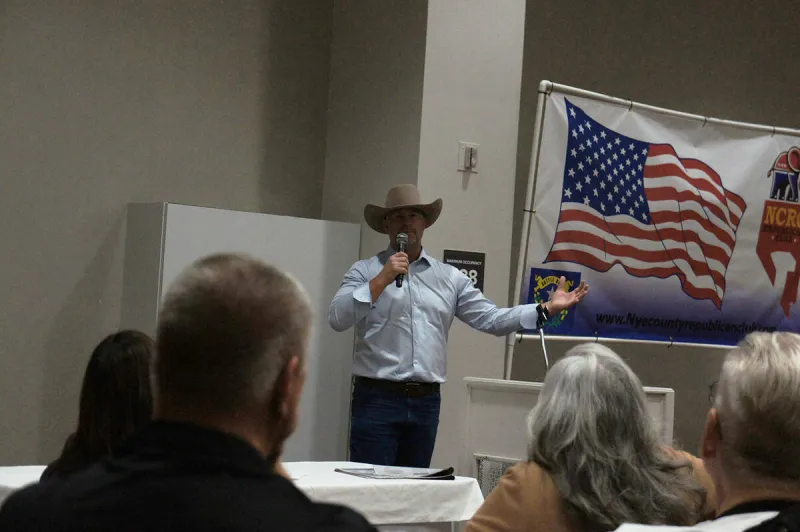 Cody Whipple speaks in Pahrump