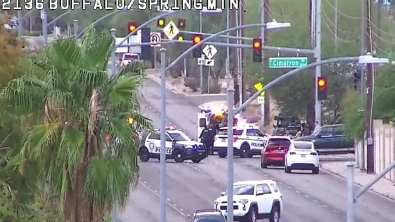 Spring Mountain, Cimarron closed in all directions after auto-ped crash; condition unknown