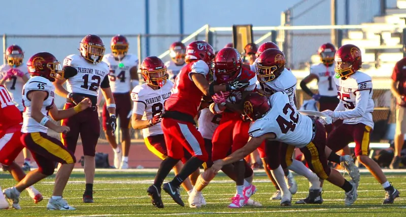 Pahrump football beats Valley 64--26 behind big plays, defensive pressure