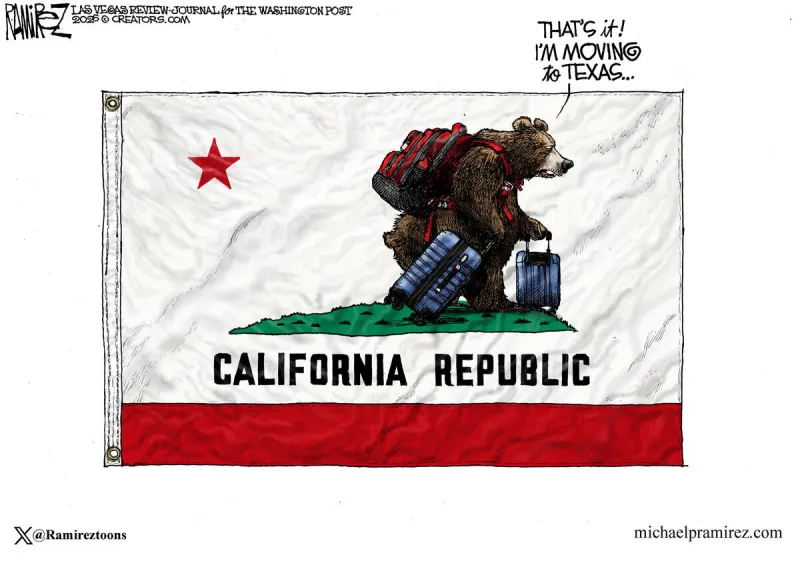CARTOON: From the Golden State to the Goodbye State