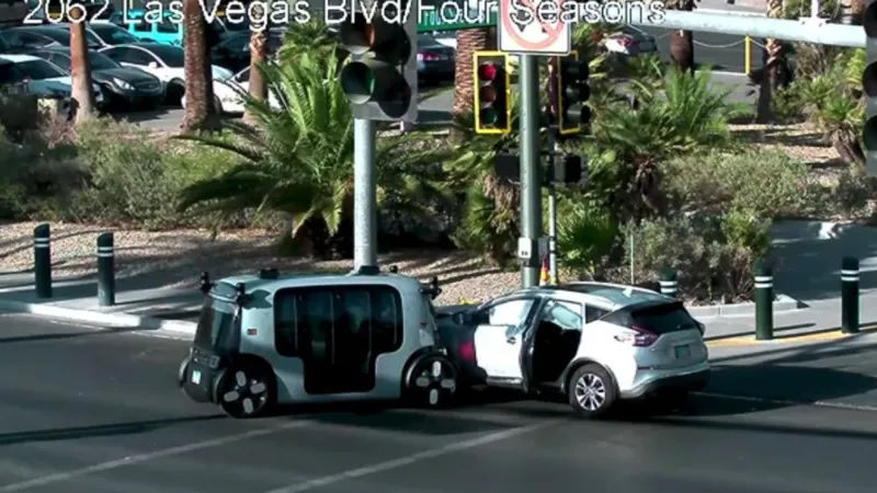 Injury crash involving Zoox vehicle under investigation on Las Vegas Strip