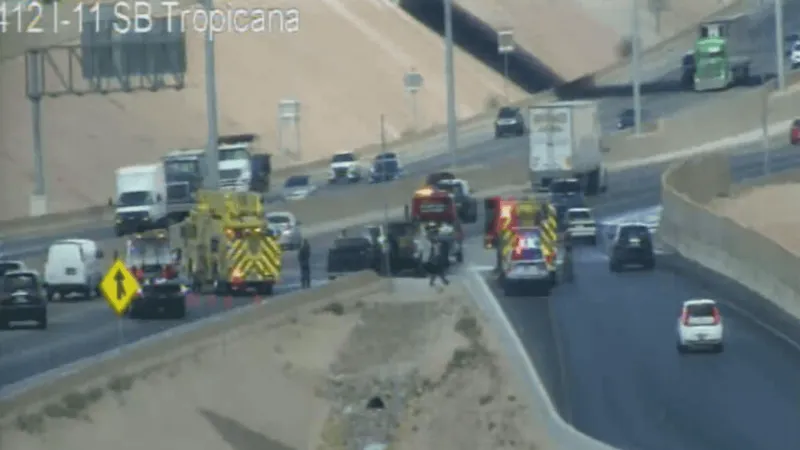 NHP responds to pickup truck fire on I-11 at Tropicana Avenue
