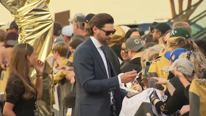 VGK celebrate Season X on the 'Golden Carpet' ahead of the Season Opener vs. Blackhawks