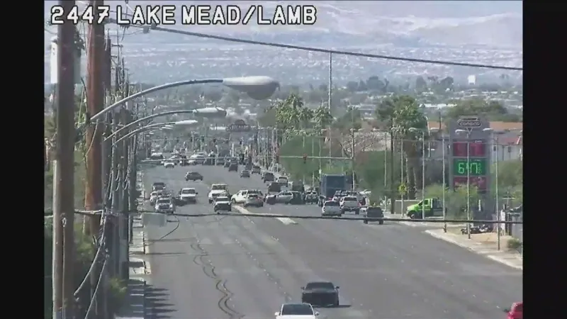Two officers, civilian transported after crash in northeast Las Vegas