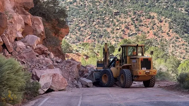 Crews clear half of debris from massive Zion National Park rock fall forcing road closure