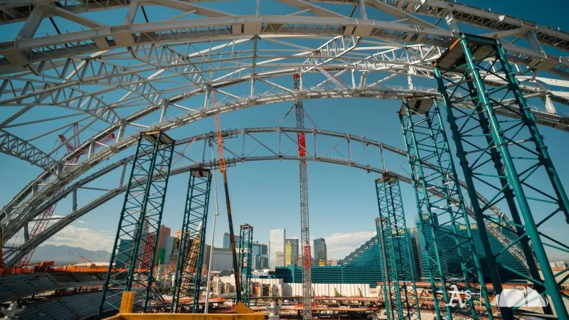 Crews install tallest roof arch for Athletics stadium in Las Vegas