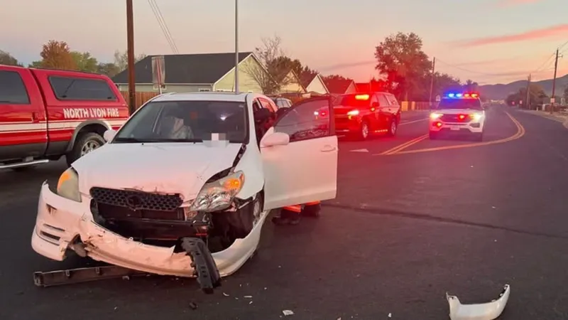 Two vehicles collide in Fernley T-bone crash; crews report no injuries