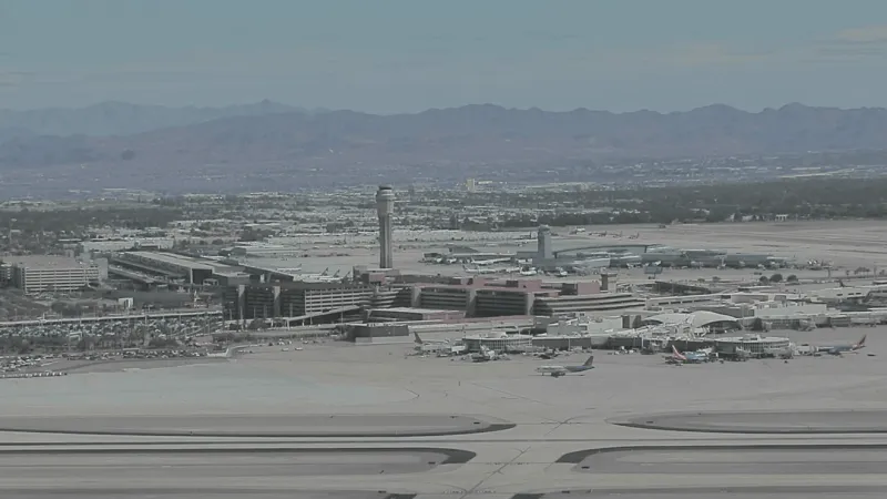 Plane skids off runway at Harry Reid airport, prompting ground stop and delays
