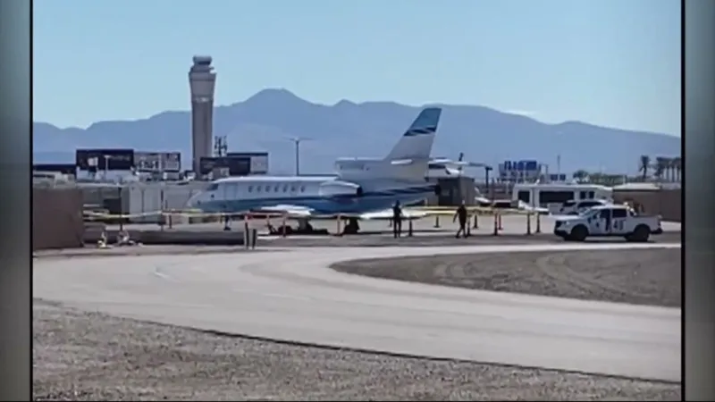 FAA investigates after jet skids off Harry Reid Airport runway
