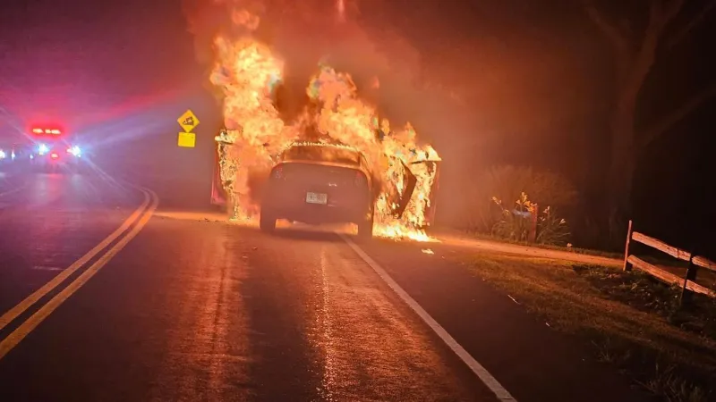 Large vehicle fire extinguished in Cortlandville, no injuries reported