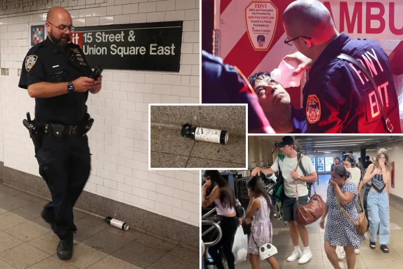 Camouflage mask-wearing cyclist unleashes bear spray during NYC subway clash -- hitting 8 riders: cops, sources